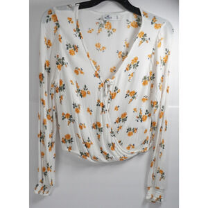 Hollister cottagecore fairycore peasent boho floral ruffle crop top women knit S